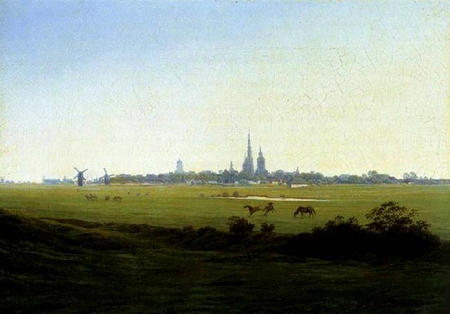 Caspar David Friedrich Meadows near Greifswald oil painting image